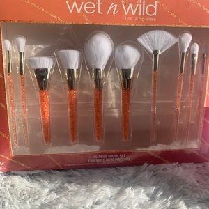 Orange Glitter makeup brush set